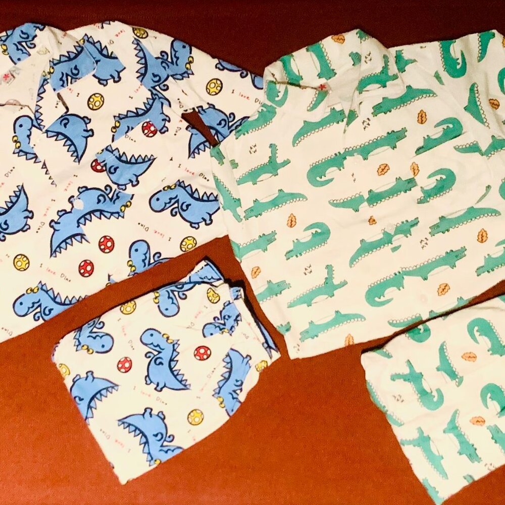Two Adorable Pajama Sets Dinosaur and Crocodile Size 2 Brand NWOT